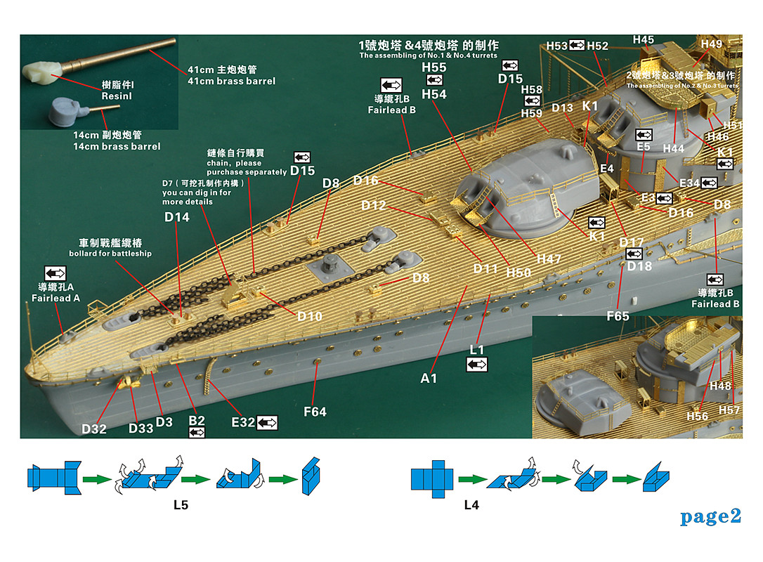 1/700 WWII IJN Nagato 1944 Complete Upgrade Set for Aoshima - Click Image to Close