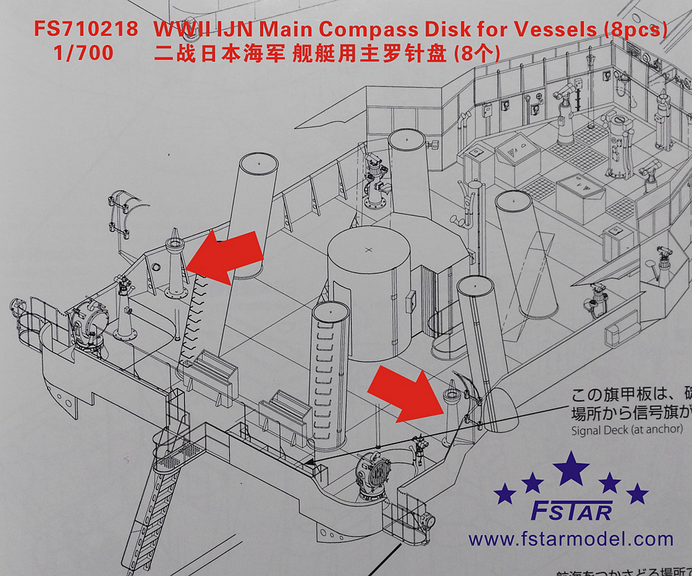 1/700 WWII IJN Main Compass Disk for Vessels (8 pcs) - Click Image to Close