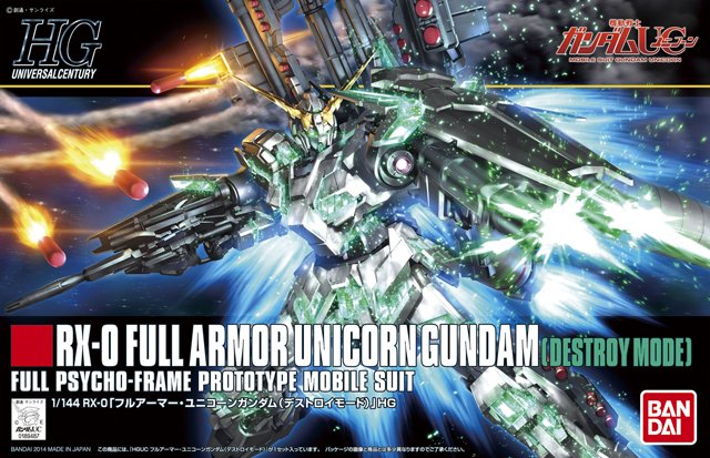 HGUC 1/144 RX-0 Full Armor Unicorn Gundam, Destroy Mode - Click Image to Close