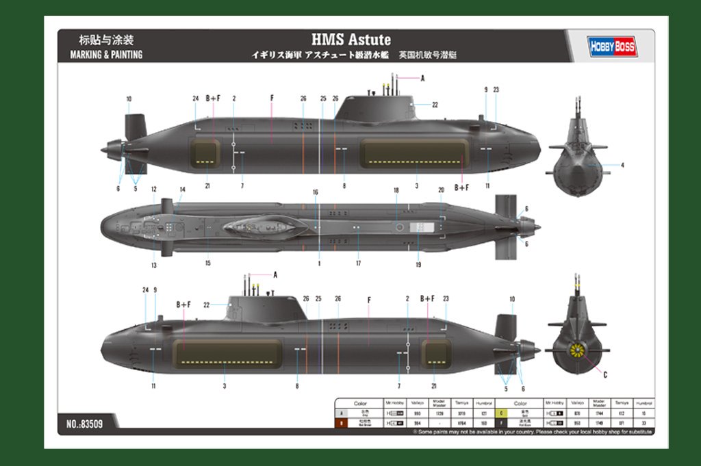 1/350 HMS Astute Class Attack Submarine - Click Image to Close