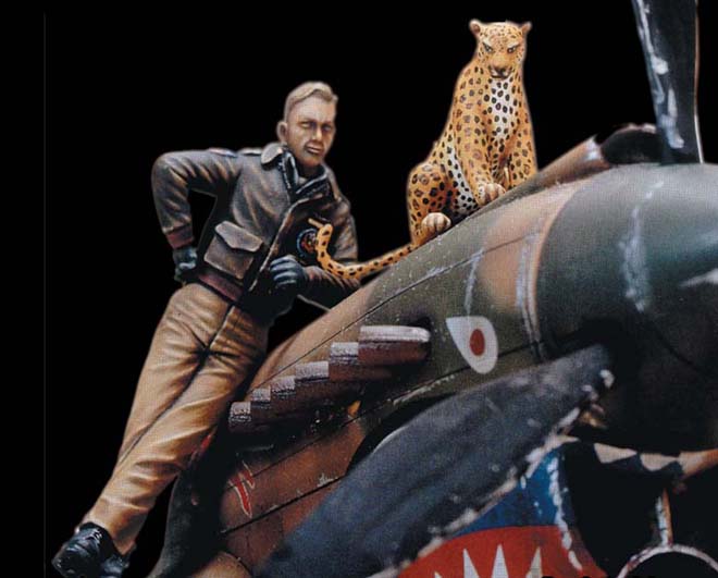 1/35 WWII Flying Tigers Pilot with a Leopard - Click Image to Close