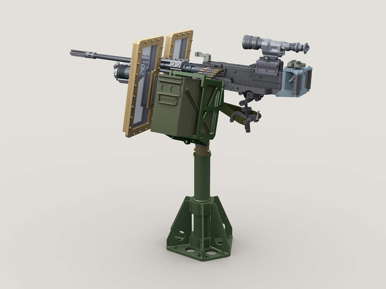 1/35 M2 HMG on Universal HG Pedestal Mount w/Gun Shield - Click Image to Close