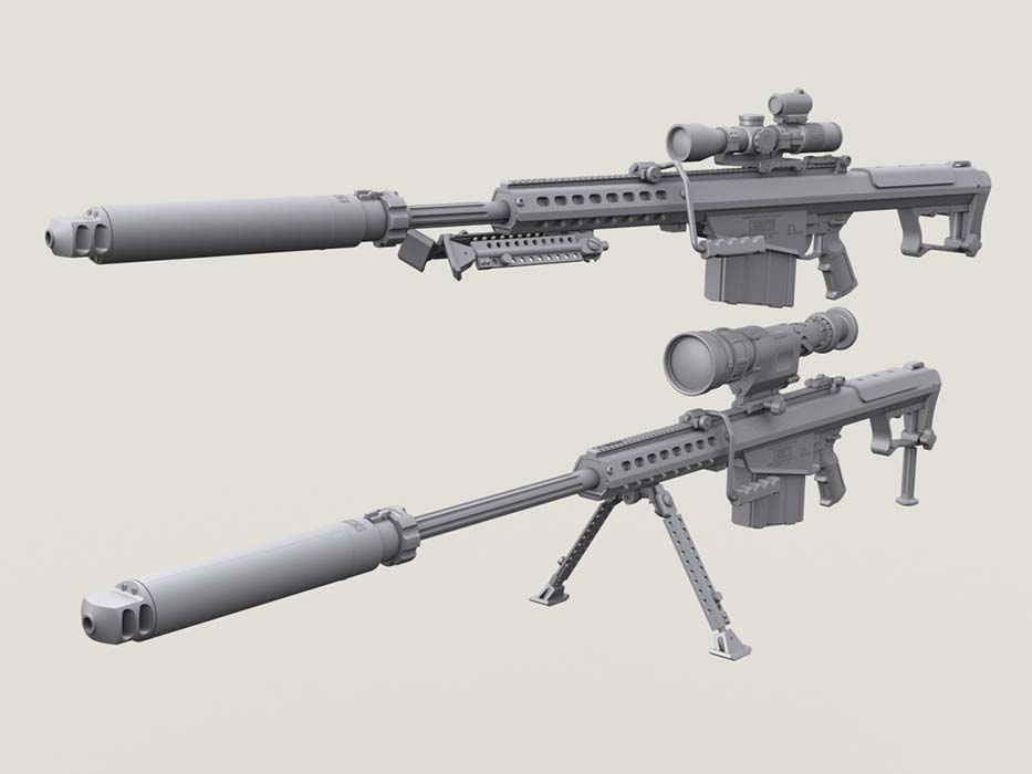 1/35 Barrett M107 Sniper Rifle w/QDL Supressor Set - Click Image to Close