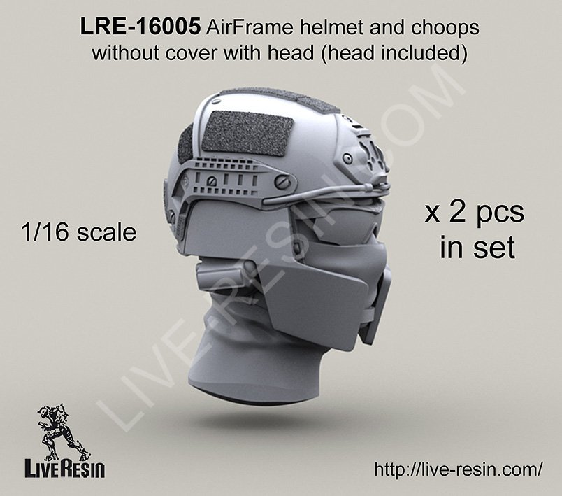 1/16 Crye Airframe Helmet and Choops, without Cover, with Head - Click Image to Close