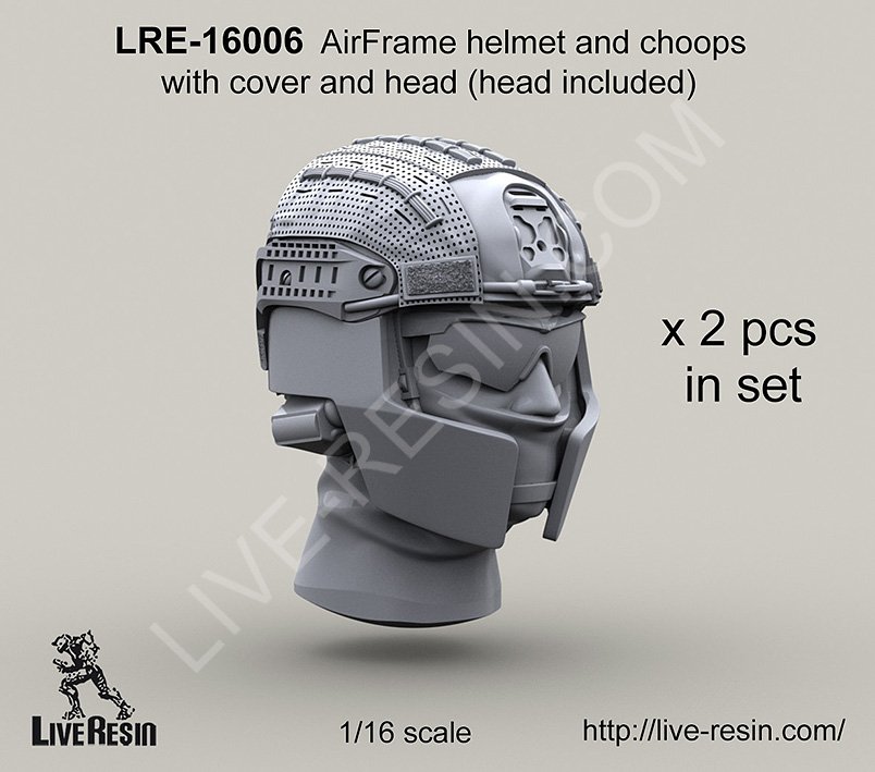 1/16 Crye Airframe Helmet, with Cover and Choops, with Head - Click Image to Close