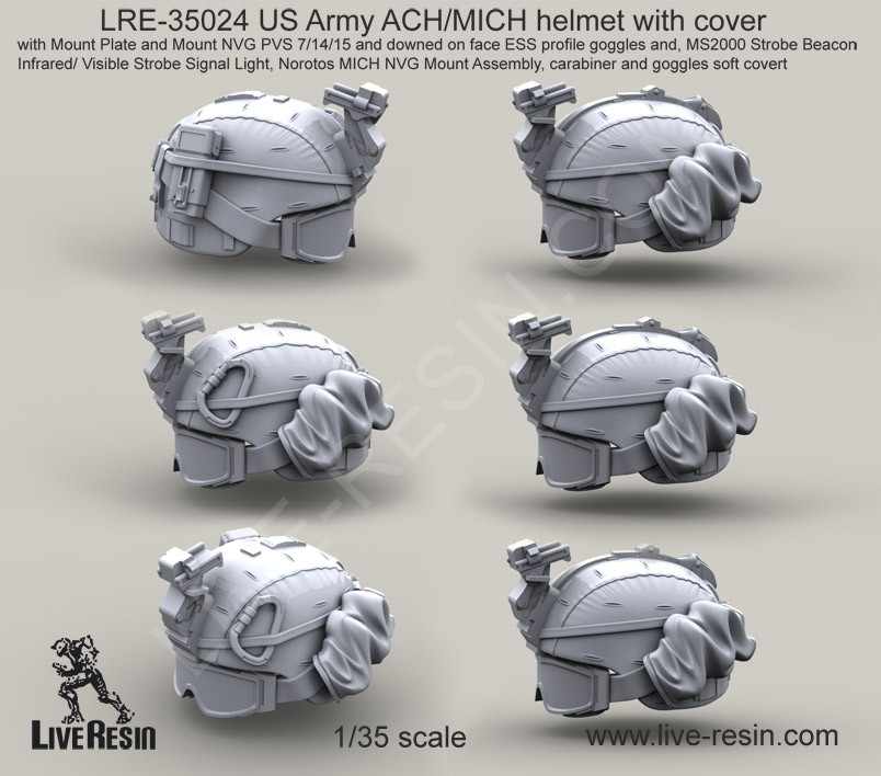 1/35 US Army ACH/MICH Helmet with Cover #6 - Click Image to Close