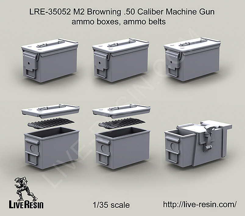 1/35 M2 Browning Cal.50 Machine Gun Ammo Boxes & Belts - Click Image to Close