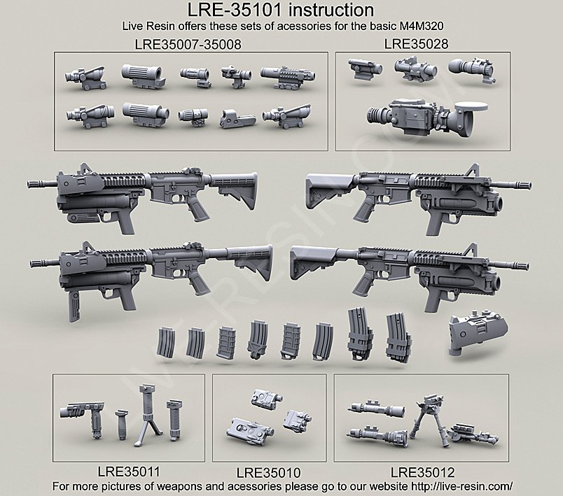 1/35 US Army M4 Carbine with HK M320 GLM and AN/PSQ-18A - Click Image to Close