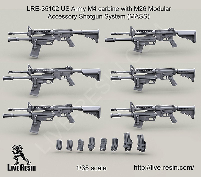 1/35 US Army M4 Carbine with M26 MASS - Click Image to Close
