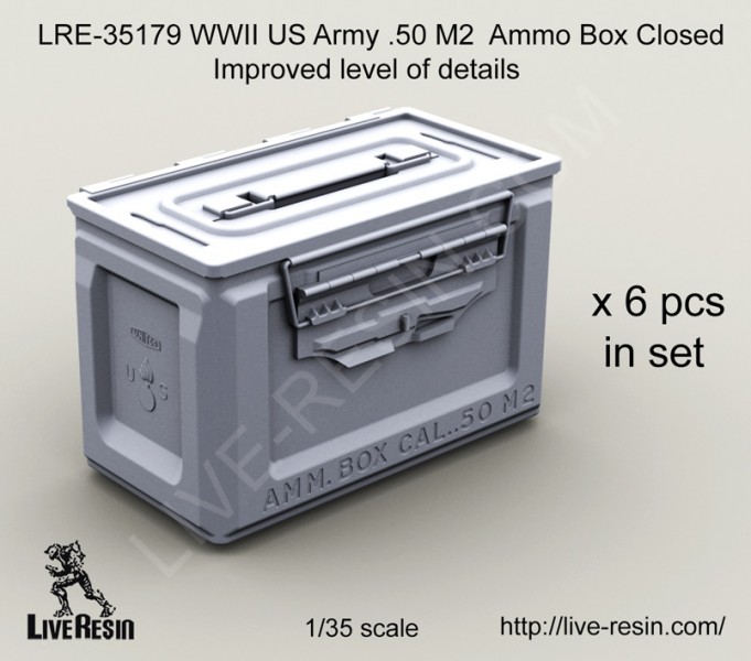 1/35 WWII US Army Cal.50 M2 Ammunition Ammo Box Closed - Click Image to Close