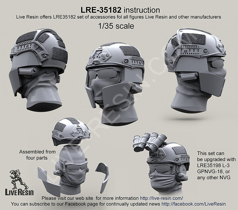 1/35 Airframe Helmet and Choops, without Cover, with Head - Click Image to Close