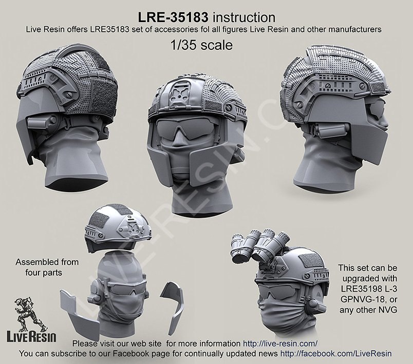 1/35 Airframe Helmet with Cover and Choops, with Head - Click Image to Close