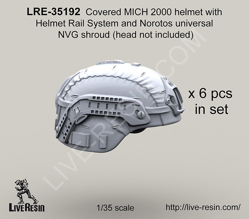 1/35 Covered MICH 2000 Helmet with Helmet Rail System - Click Image to Close