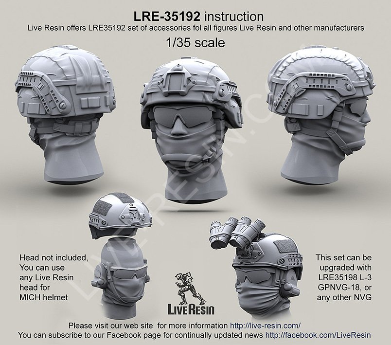 1/35 Covered MICH 2000 Helmet with Helmet Rail System - Click Image to Close