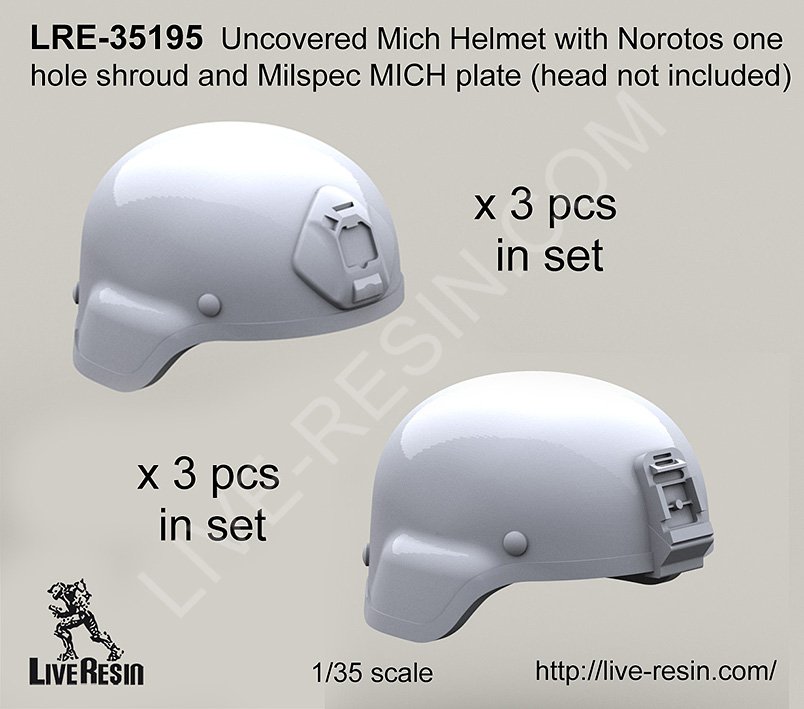 1/35 Uncovered Mich Helmet with Norotos and Milspec MICH Plate - Click Image to Close