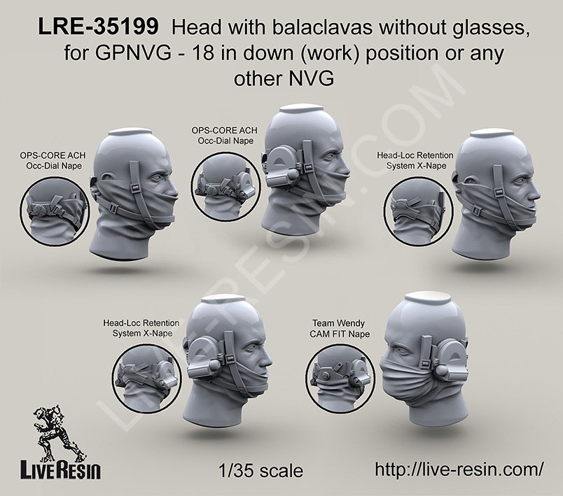 1/35 Head with Balaclavas without Glasses, for GPNVG-18 - Click Image to Close