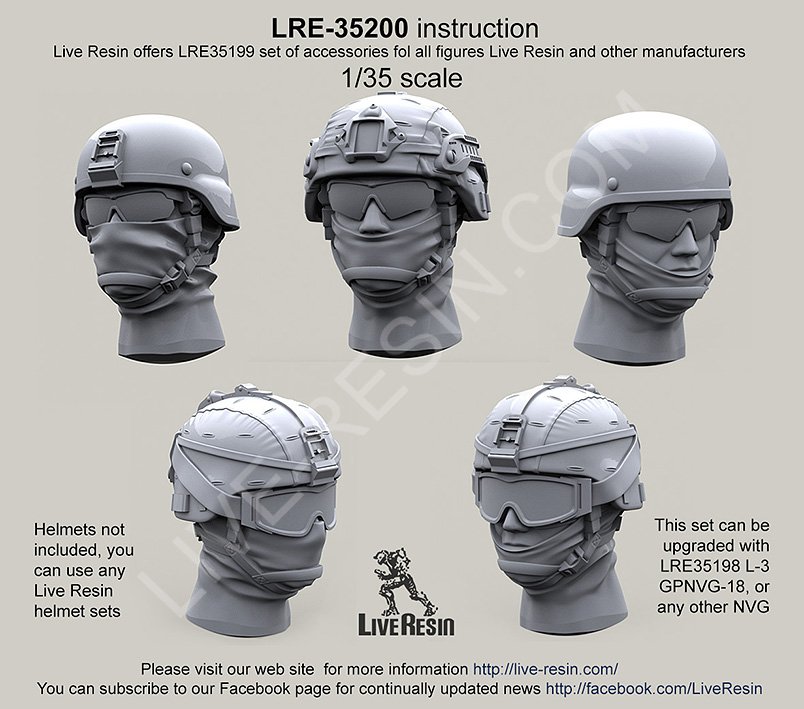 1/35 Head with Balaclavas for MICH Helmet - Click Image to Close
