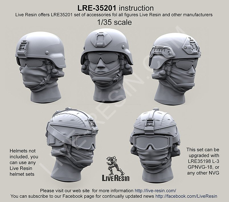 1/35 Head with Balaclavas and Headsets for MICH Helmet - Click Image to Close