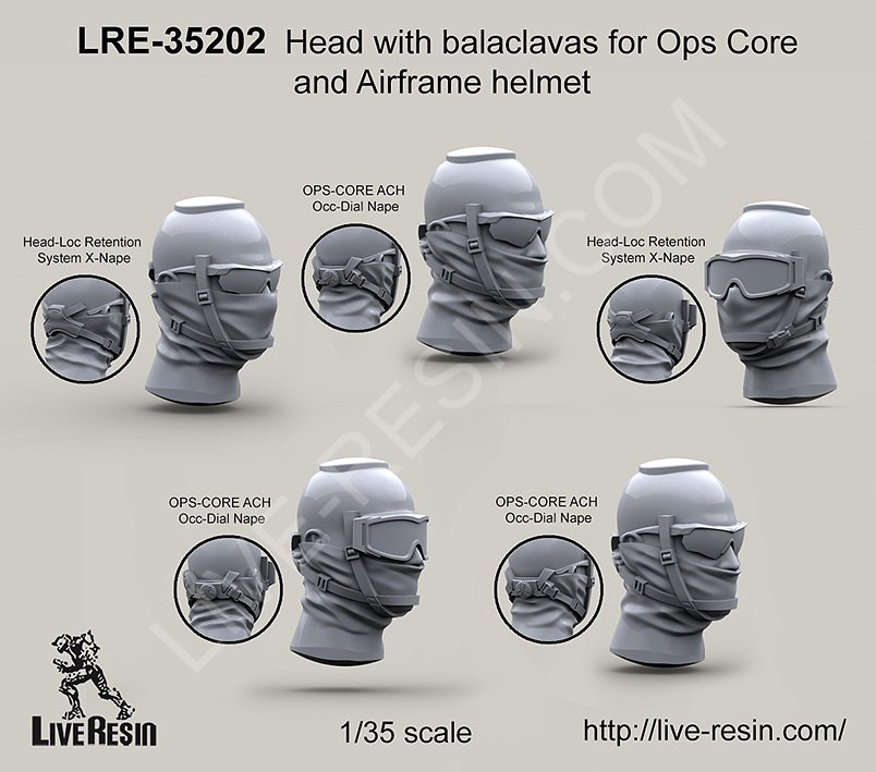 1/35 Head with Balaclavas for Ops Core and Airframe Helmet - Click Image to Close