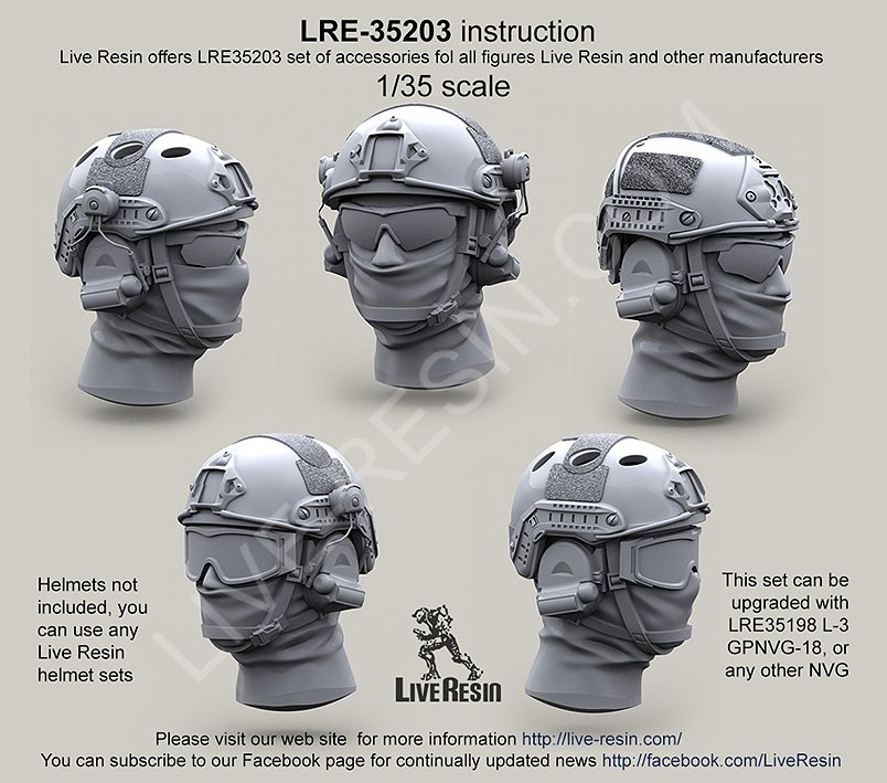 1/35 Head with Balaclavas for Ops Core and Airframe Helmet - Click Image to Close