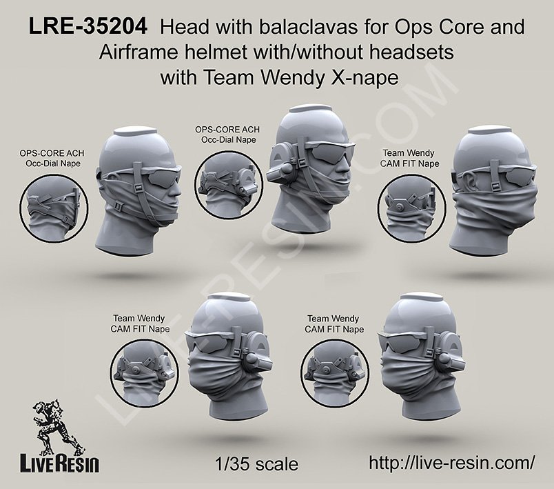 1/35 Head with Balaclavas for Ops Core and Airframe Helmet - Click Image to Close