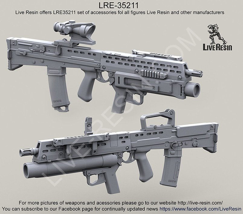 1/35 L85A2 SA80 Assault Rifle with H&K M320 GLM Sight and ACOG - Click Image to Close