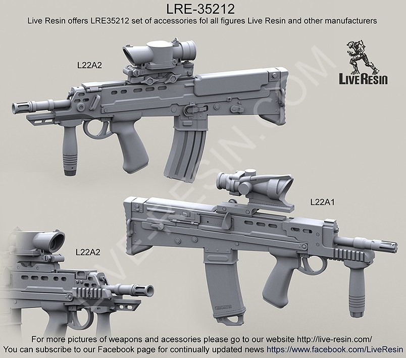 1/35 L22A1 and L22A2 Carbine with SUSAT Scope and ACOG Scope - Click Image to Close