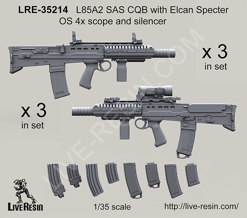 1/35 L85A2 SAS CQB with Elcan Specter OS 4x Scope and Silencer - Click Image to Close
