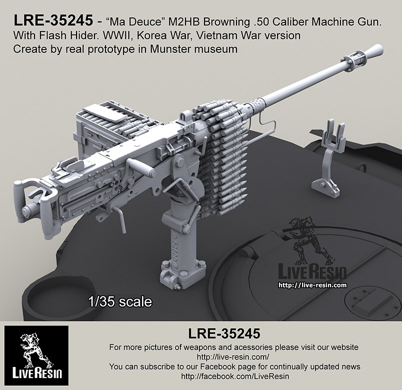 1/35 M2HB Browning Cal.50 Machine Gun with Flash Hider Tank Ver - Click Image to Close