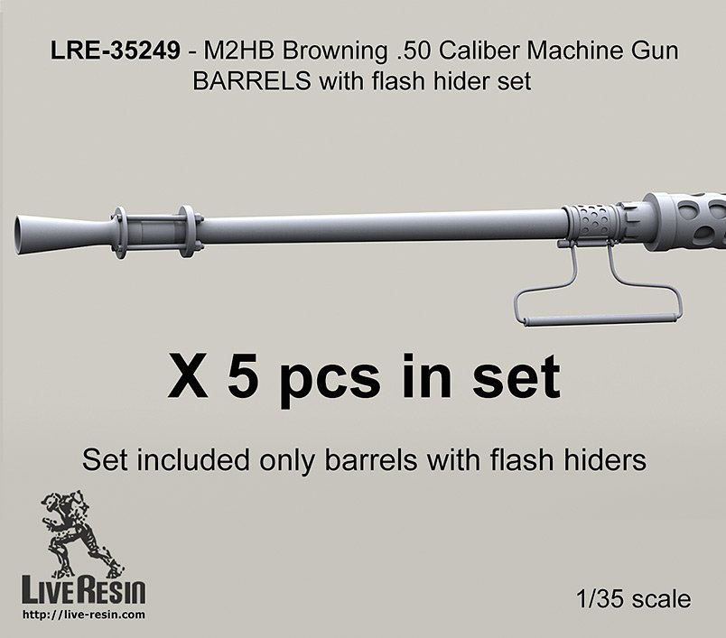 1/35 M2HB Browning Cal.50 Machine Gun Barrels with Flash Hider - Click Image to Close