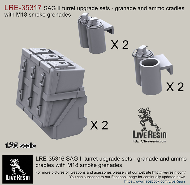 1/35 SAG Turret Type II Upgrade Set w/Ammo Boxes, Cradles, M18 - Click Image to Close