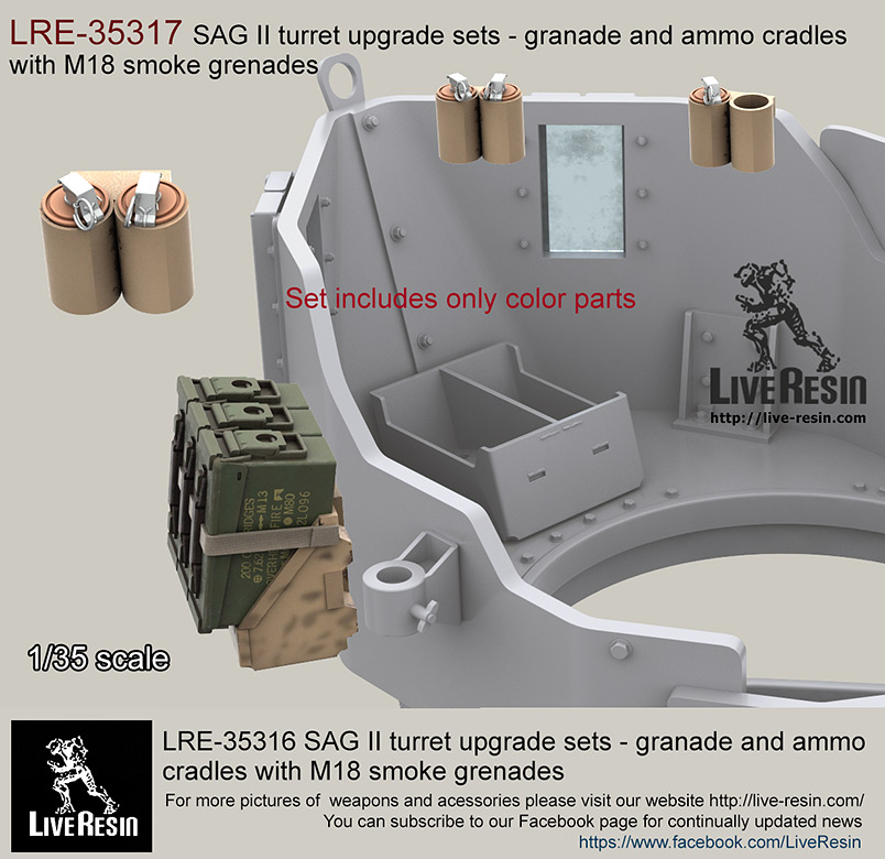 1/35 SAG Turret Type II Upgrade Set w/Ammo Boxes, Cradles, M18 - Click Image to Close