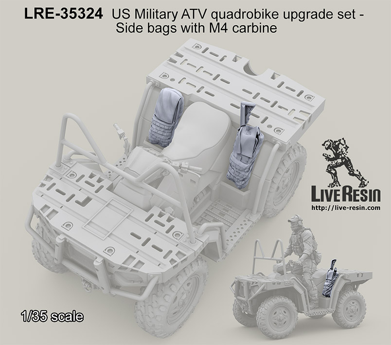 1/35 ATV Quadrobike Upgrade Set (Side Bags w/M4 Carbine) - Click Image to Close