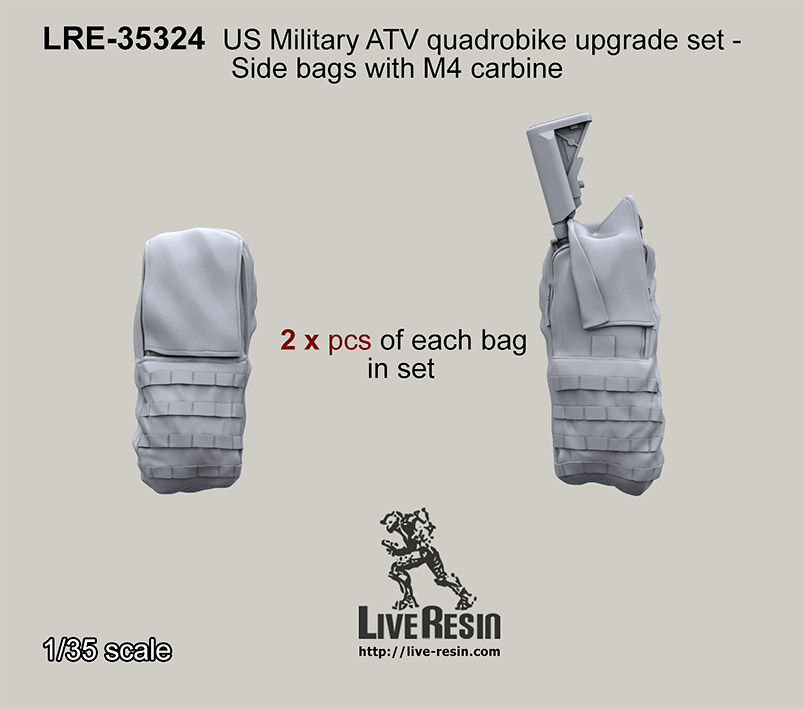 1/35 ATV Quadrobike Upgrade Set (Side Bags w/M4 Carbine) - Click Image to Close