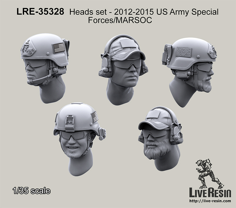 1/35 Heads Set, 2013 US Army Special Forces/MARSOC - Click Image to Close