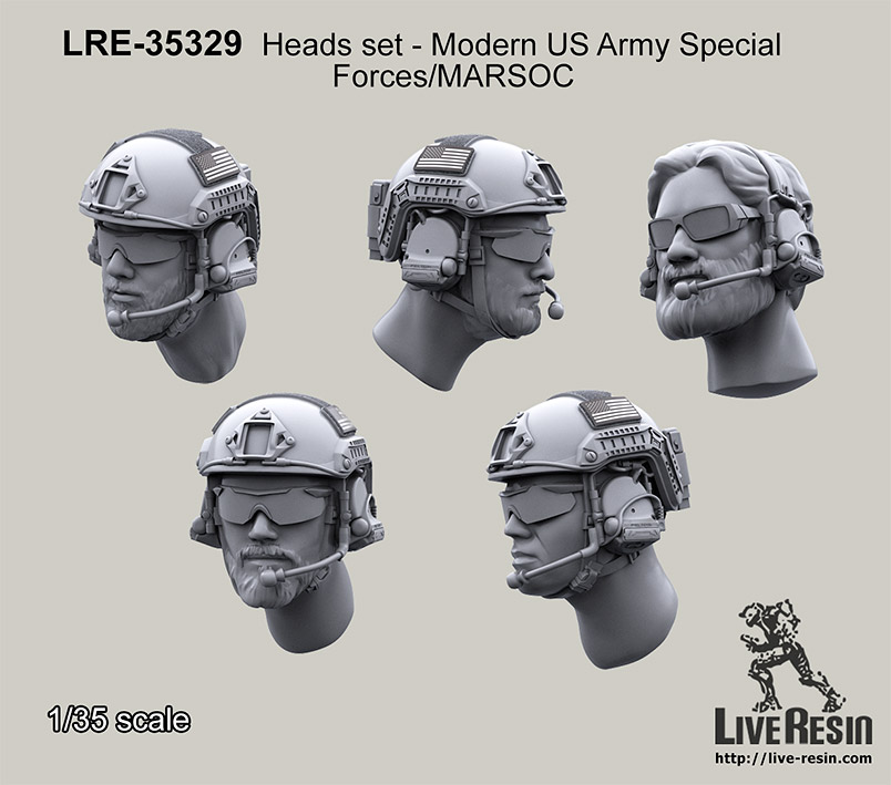 1/35 Heads Set, Modern US Army Special Forces/MARSOC - Click Image to Close