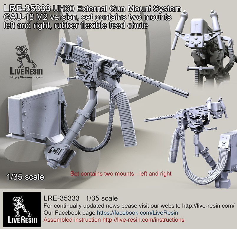 1/35 UH-60G External Gun Mount System GAU-18 M2 (Left & Right) - Click Image to Close
