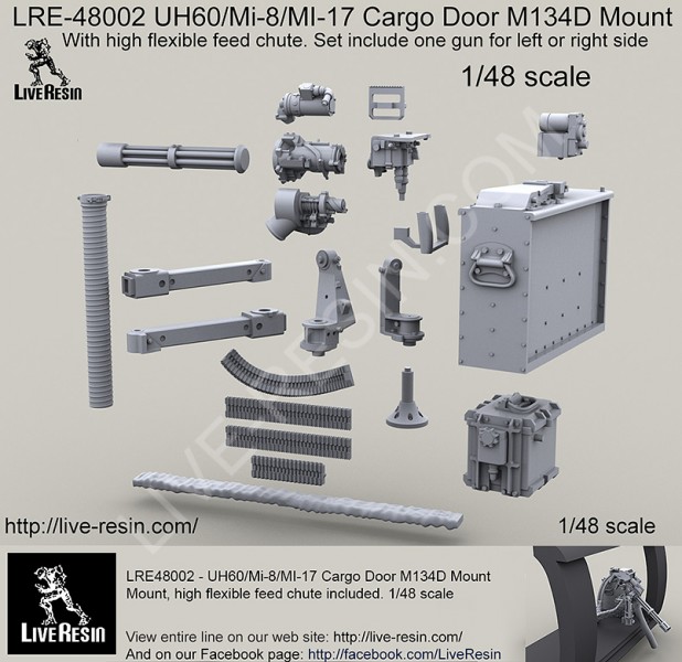 1/35 UH-60/Mi-8/Mi-17 Cargo Door M134D Mount - Click Image to Close