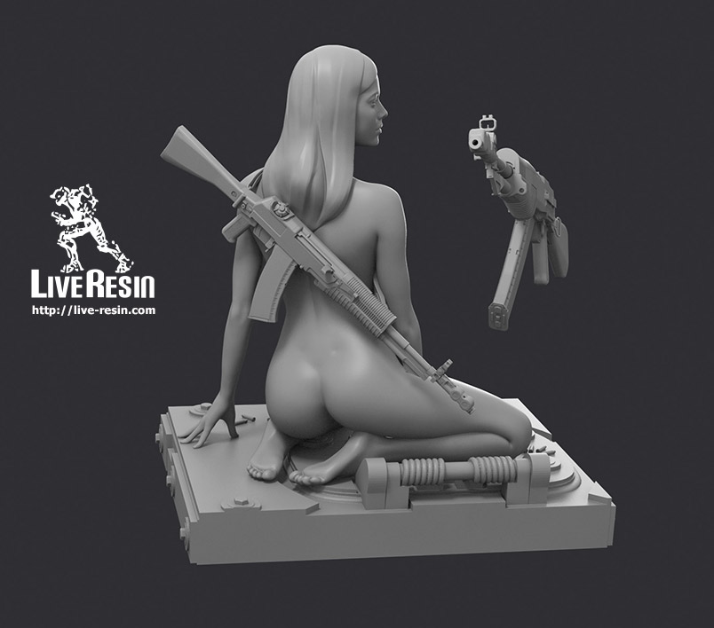 1/16 Becca - Resin Girl Figure with AN-94 Abakan and Base - Click Image to Close