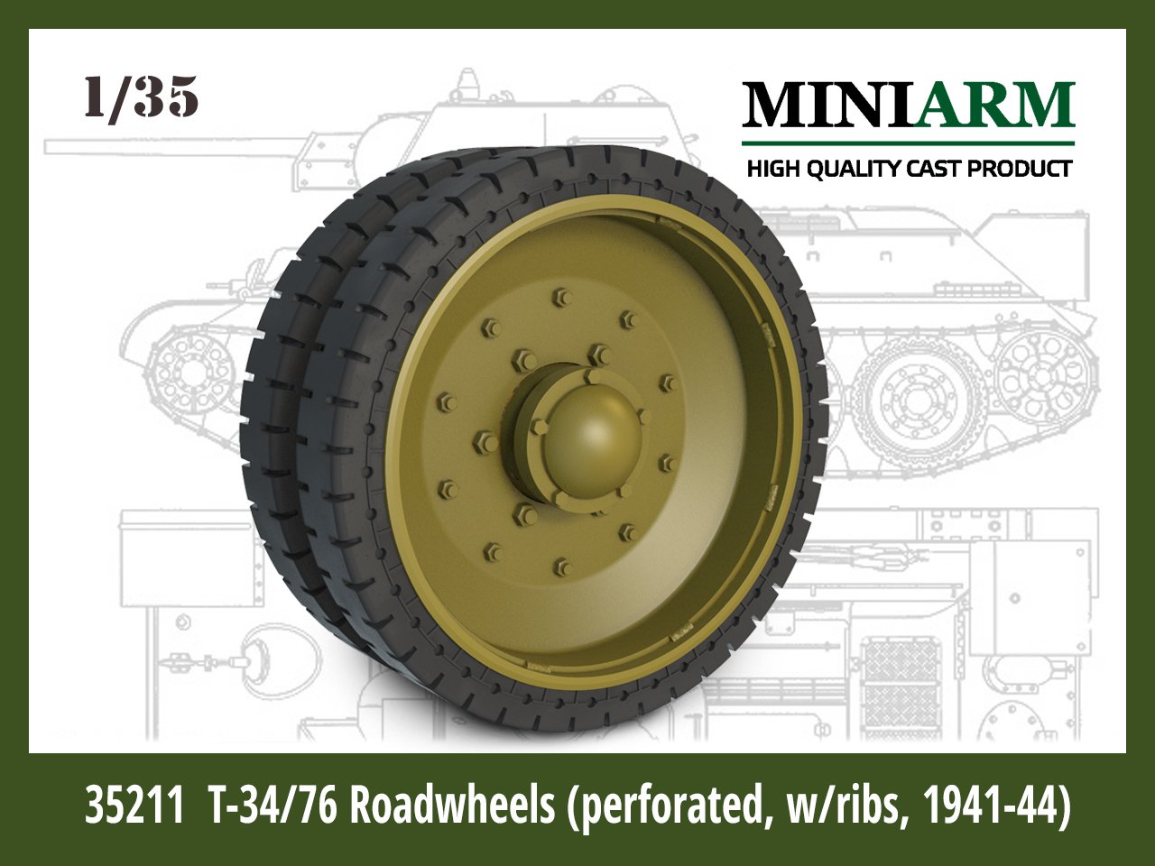 1/35 T-34/76 Road Wheel Set (Perforated, with Ribs, 1942-44) - Click Image to Close