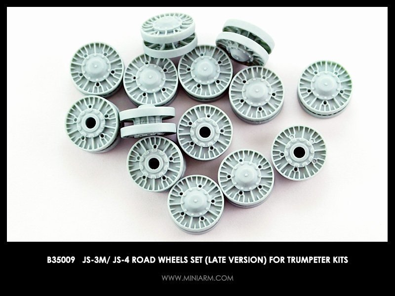 1/35 JS-3M, JS-4 Road Wheels Set Late (16 pcs) for Trumpeter - Click Image to Close