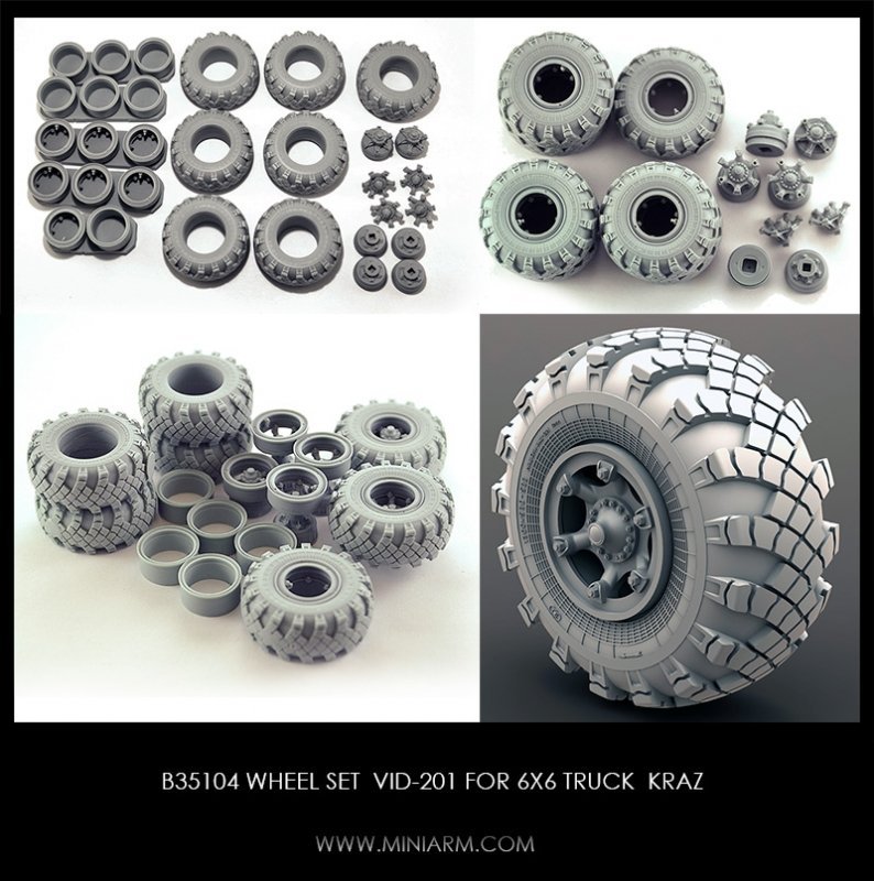 1/35 Wheel Set VID-201 for Kraz 6x6 Truck - Click Image to Close