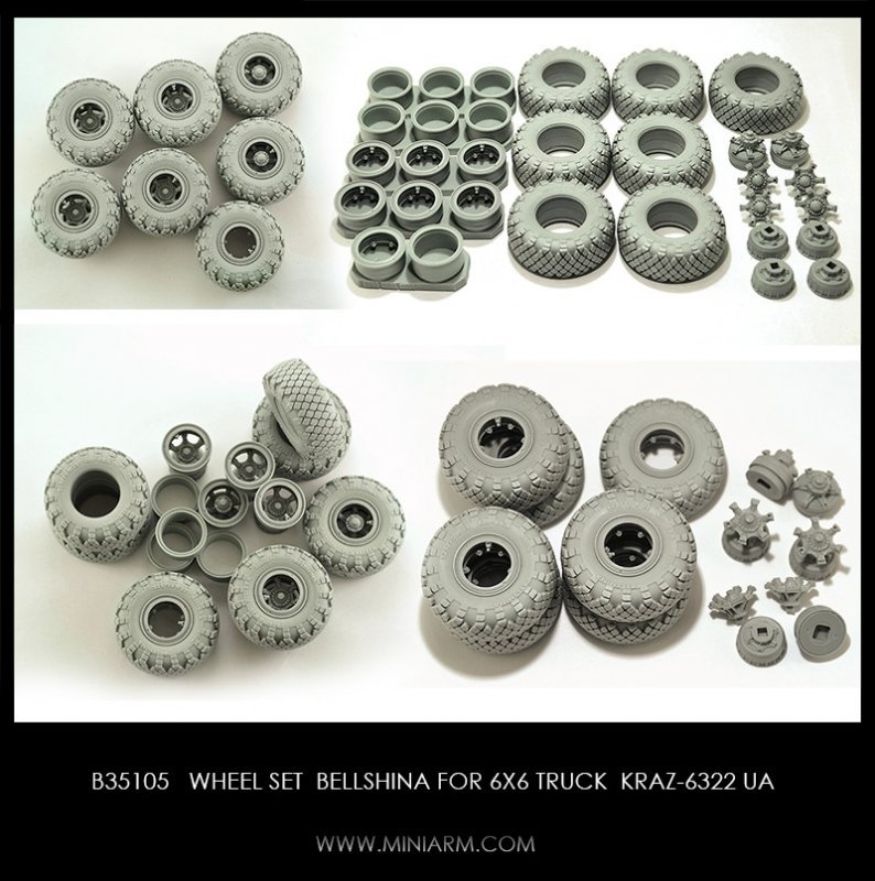 1/35 Wheel Set Belshina for Kraz-6322 UA 6x6 Truck - Click Image to Close