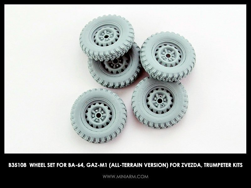 1/35 BA-64, GAZ-M1 All-Terrain Wheel Set for Zvezda/Trumpeter - Click Image to Close