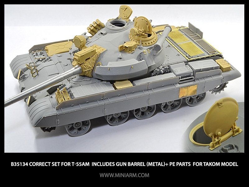 1/35 T-55AM Correct Set w/Barrel & PE Parts for Takom - Click Image to Close