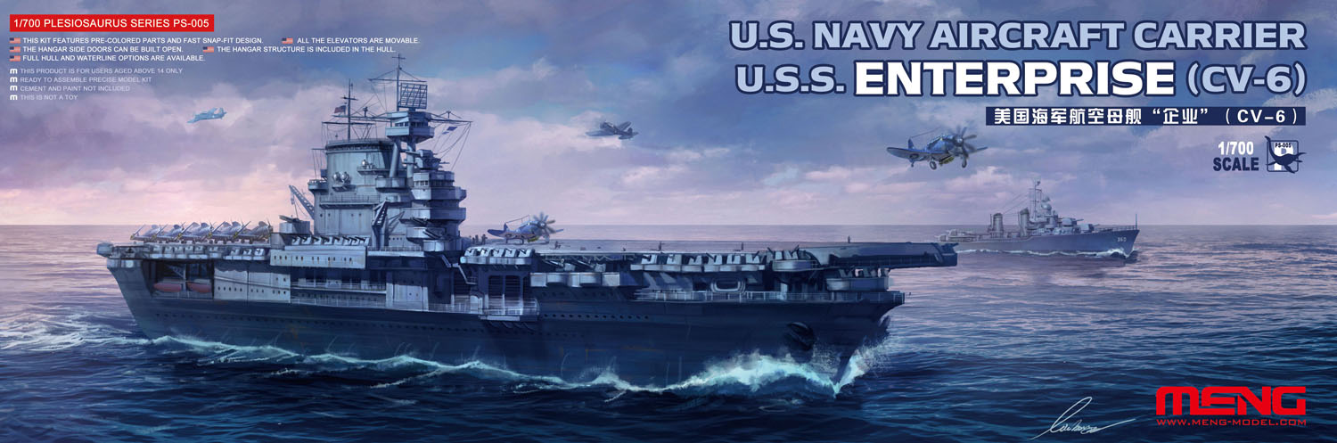 1/700 USS Enterprise CV-6, Yorktown Class Aircraft Carrier - Click Image to Close