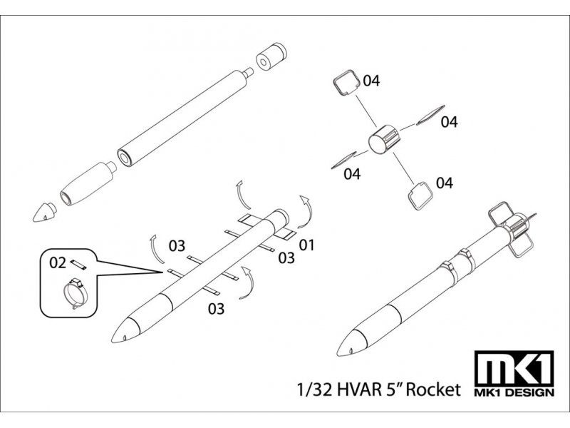 1/32 5-inch Hvar Rocket (4 pcs) - Click Image to Close