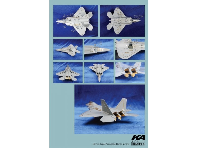 1/48 F-22 Raptor Detail Up Parts Set.A for Academy - Click Image to Close