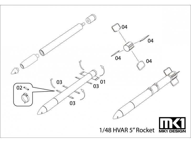 1/48 5-inch Hvar Rocket (4 pcs) - Click Image to Close