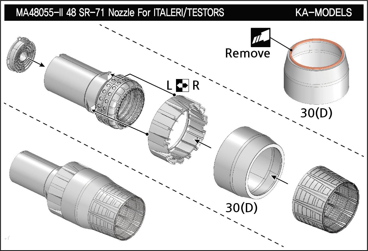 1/48 SR-71 P&W Nozzle & Burner Set for Italeri/Testors - Click Image to Close